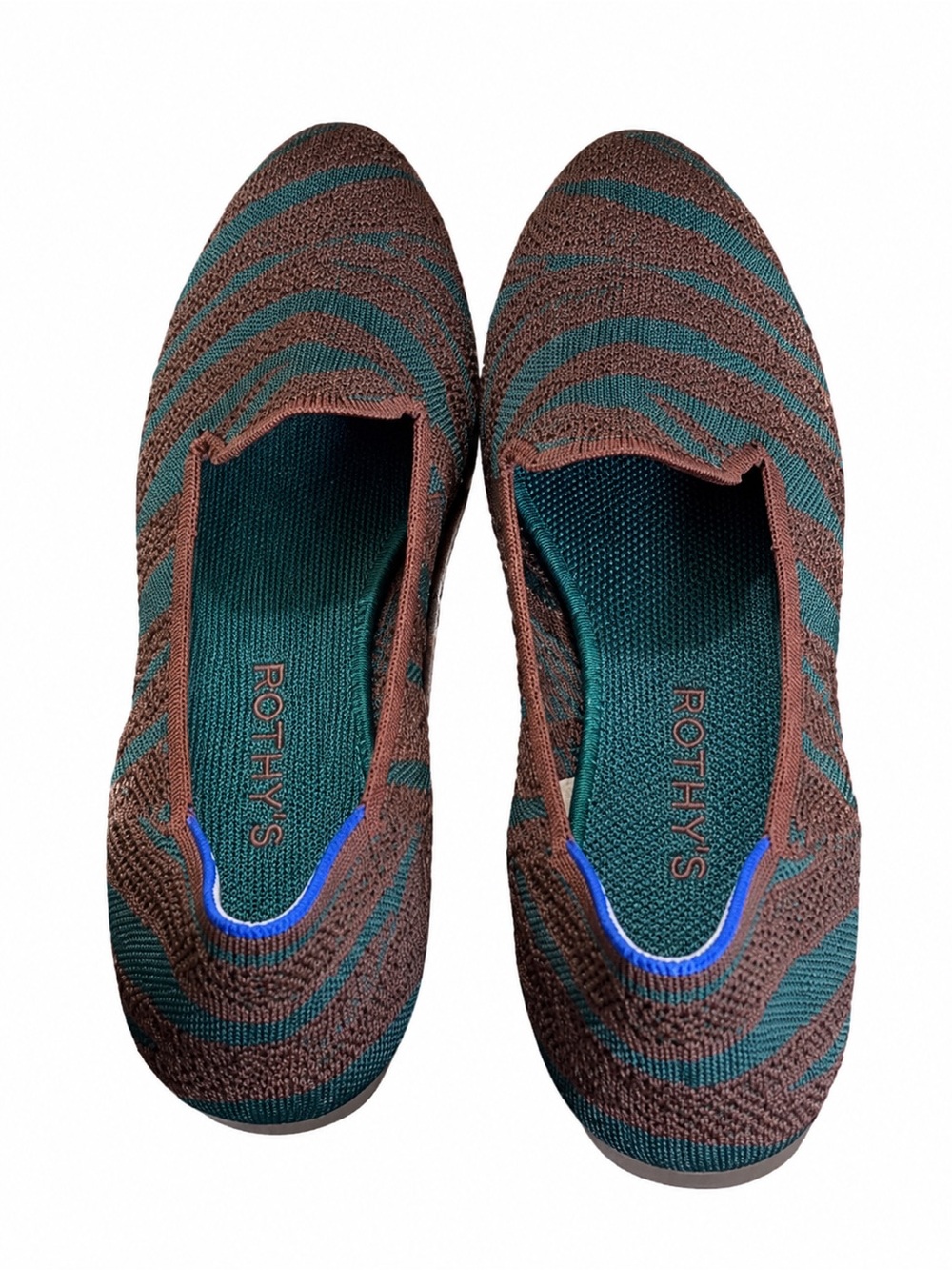 Rothy's Brown and Teal Flats